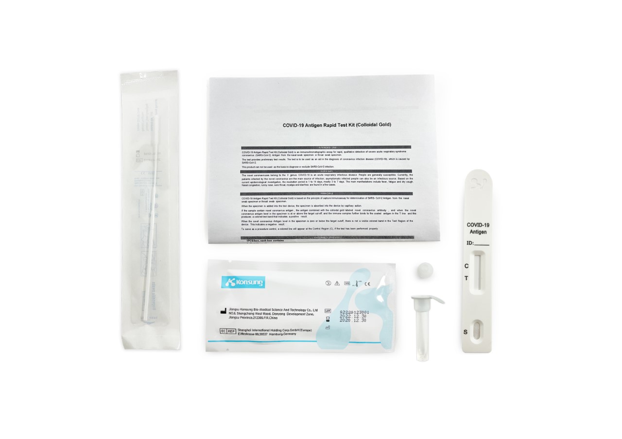 Bestandteile des COVID-19 Antigen Rapid Test Kit (Colloidal Gold)