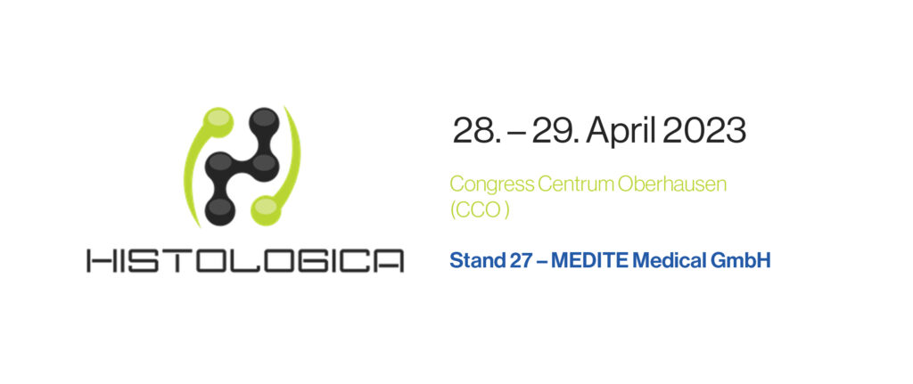 HISTOLOGICA Logo, 28. - 29. April 2023, Congress Centrum Oberhausen (CCO), Stand 27 - MEDITE Medical GmbH